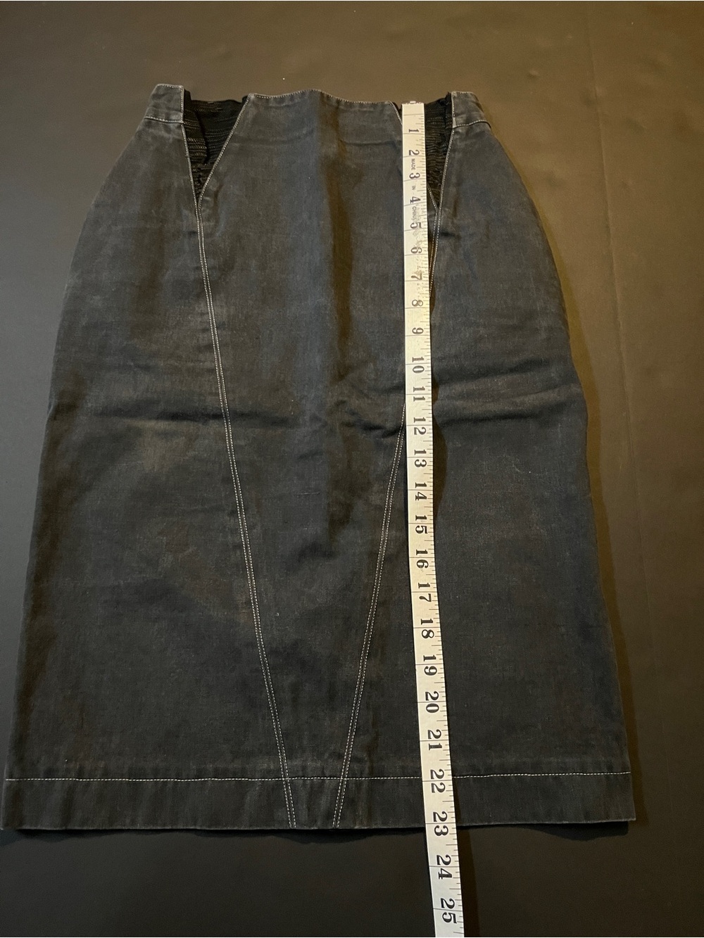 Vintage Azzedine Alaïa Black Denim Corset Pencil Skirt Rare 6065